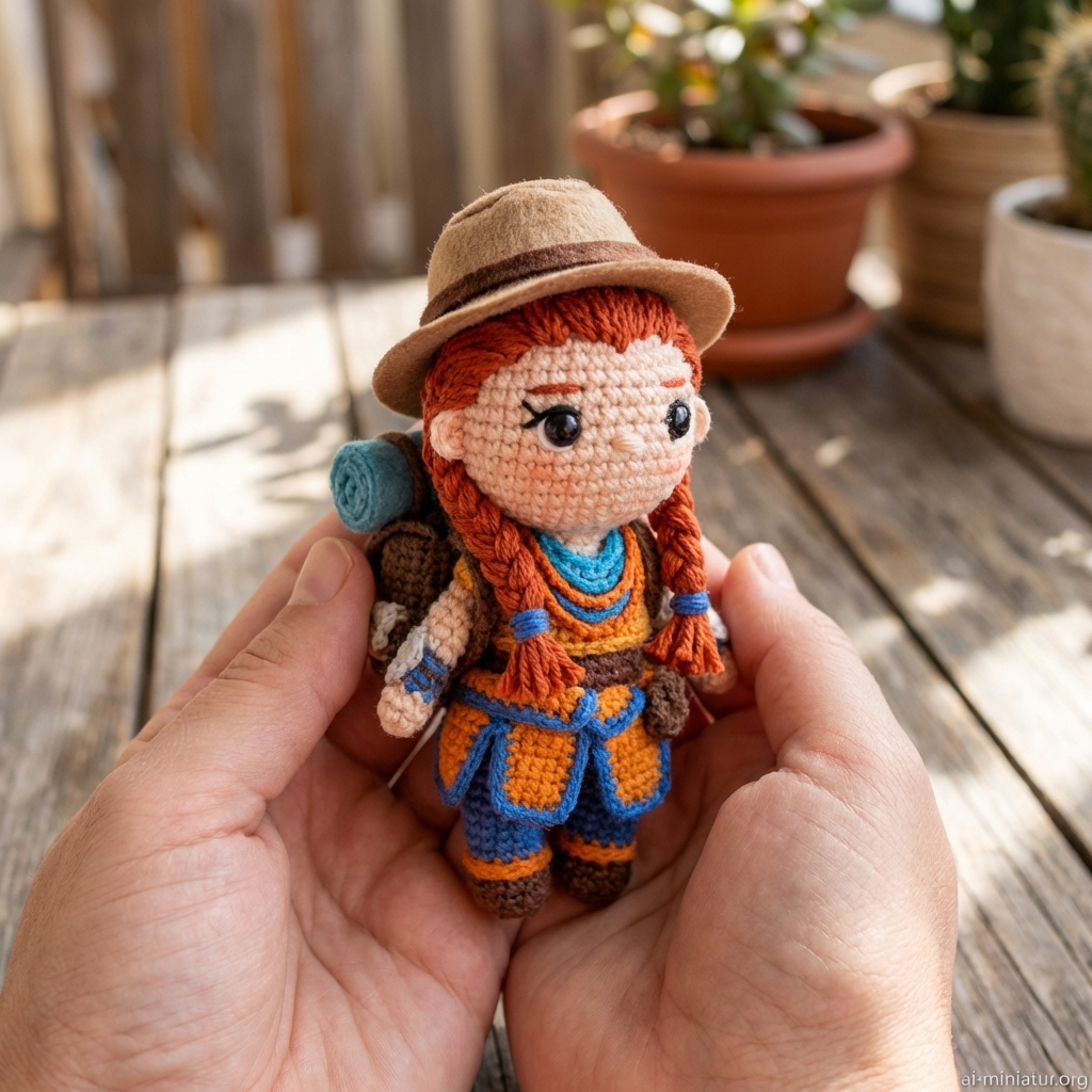 AI-generated Crochet Doll miniature figure - Example of Crochet Doll style transformation